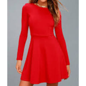 Lulu's red Long-sleeve Dress